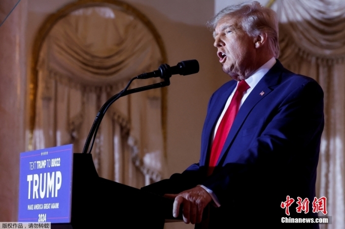 當(dāng)?shù)貢r間2022年11月15日，美國前總統(tǒng)特朗普在佛羅里達(dá)州海湖莊園發(fā)表演講，正式宣布將參加2024年美國總統(tǒng)大選。據(jù)美媒報道，特朗普已正式提交文件加入2024年總統(tǒng)競選。這是特朗普第三次發(fā)起美國總統(tǒng)競選活動。