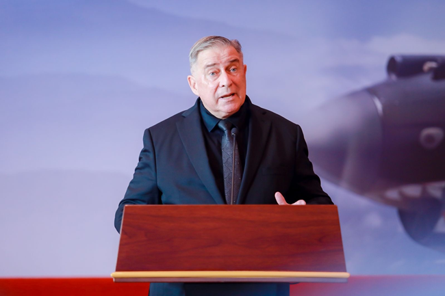 2023年10月30日，美中航空遺產(chǎn)基金會主席杰弗里·格林在中國人民抗日戰(zhàn)爭紀(jì)念館的活動中發(fā)表講話。中國人民對外友好協(xié)會供圖