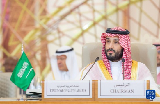 11月10日，在沙特首都利雅得，沙特阿拉伯王儲兼首相穆罕默德·本·薩勒曼在首屆沙特阿拉伯-非洲峰會上講話。新華社發(fā)（沙特通訊社供圖）