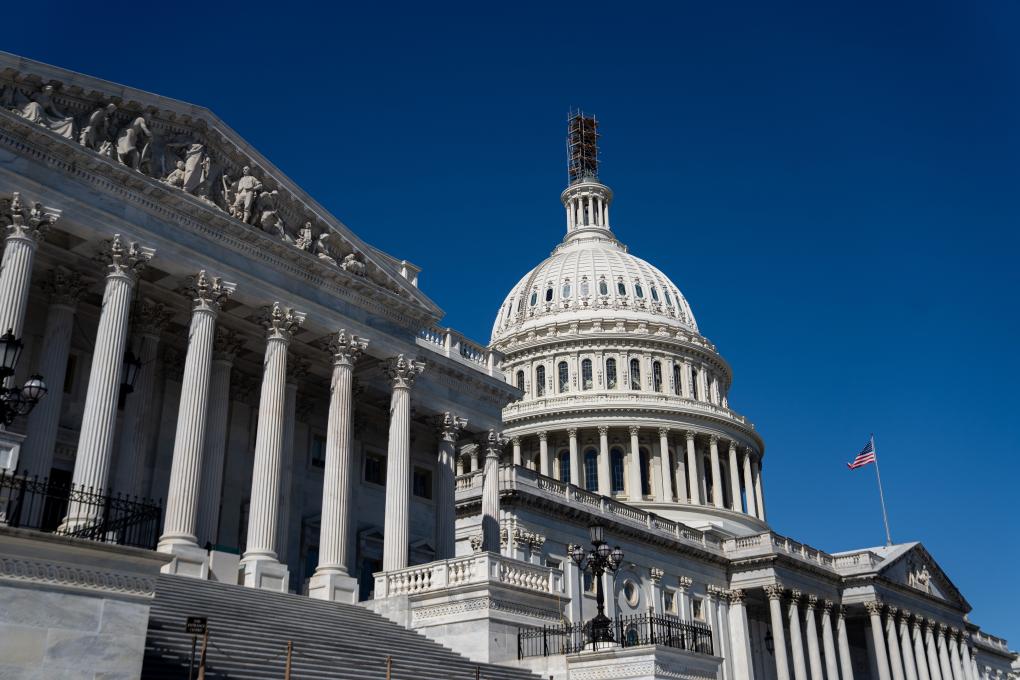 圖為2023年10月11日在美國首都華盛頓拍攝的國會大廈。新華社記者 劉杰 攝
