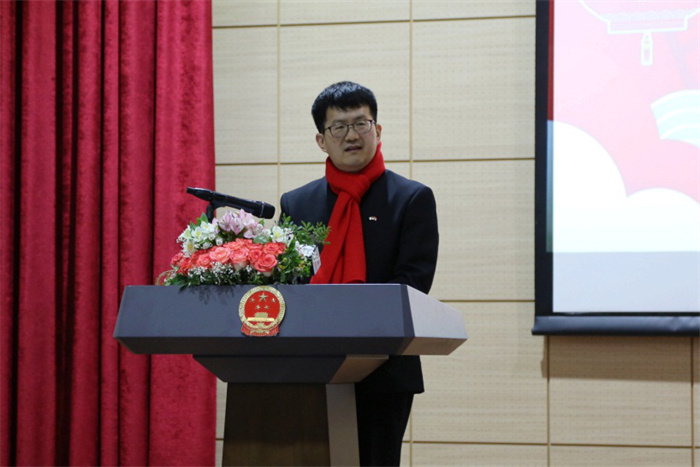 中國(guó)駐阿爾及利亞大使李健致辭。中國(guó)駐阿爾及利亞大使館供圖