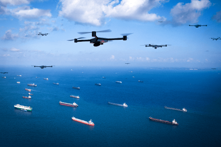 圖為智能無人系統(tǒng)未來在海洋上的模擬應(yīng)用場(chǎng)景。挑戰(zhàn)賽主辦方供圖