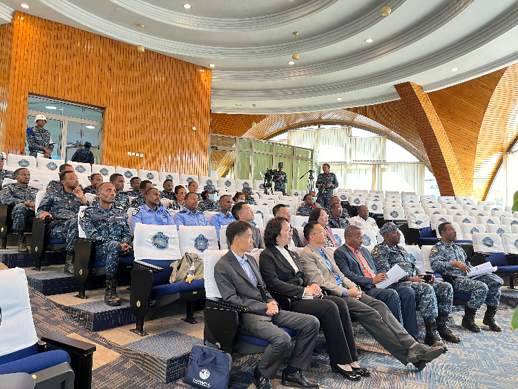 圖為埃塞俄比亞聯(lián)邦警察中文培訓班開班儀式現(xiàn)場。亞的斯亞貝巴大學孔子學院供圖