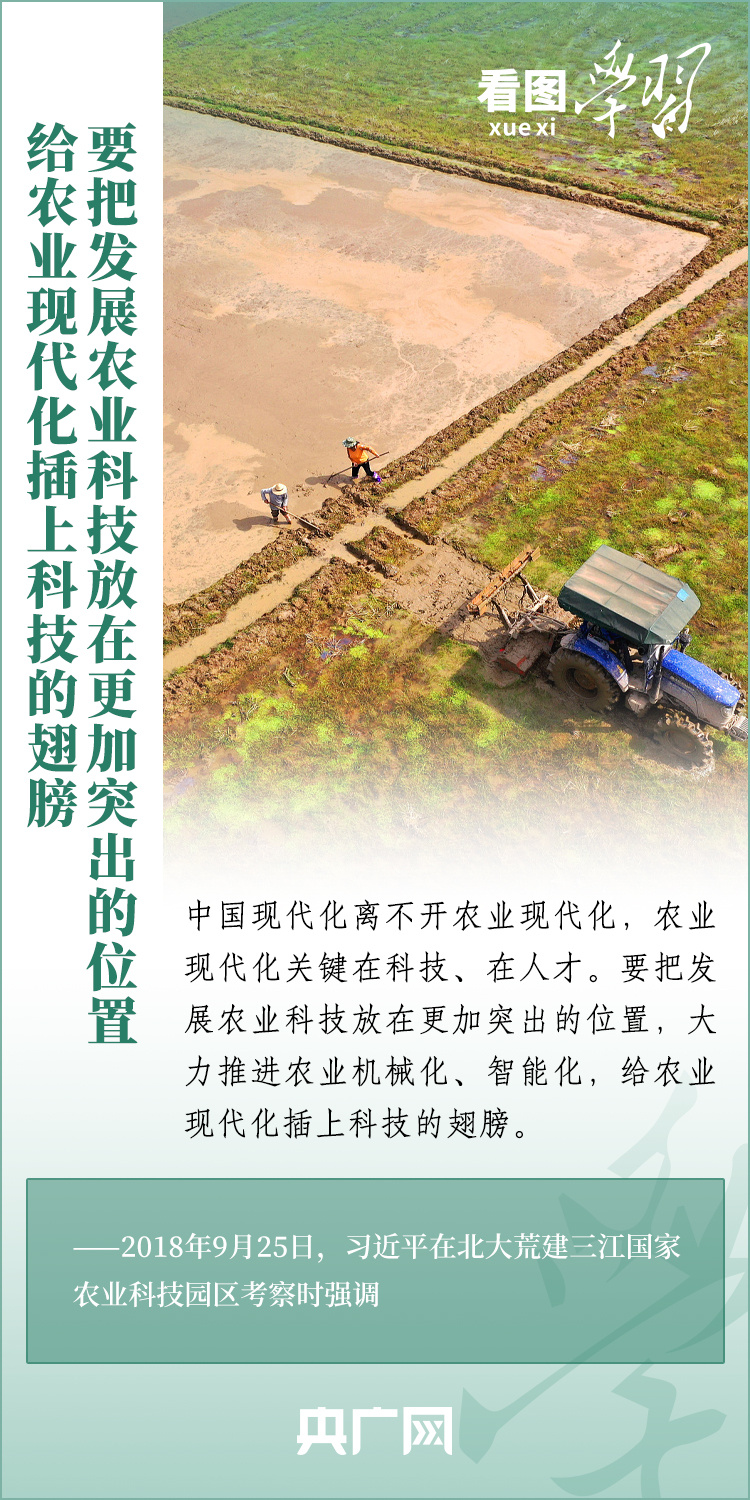 看圖學(xué)習(xí)丨推廣良田、良種、良法、良機 給農(nóng)業(yè)現(xiàn)代化插上科技的翅膀