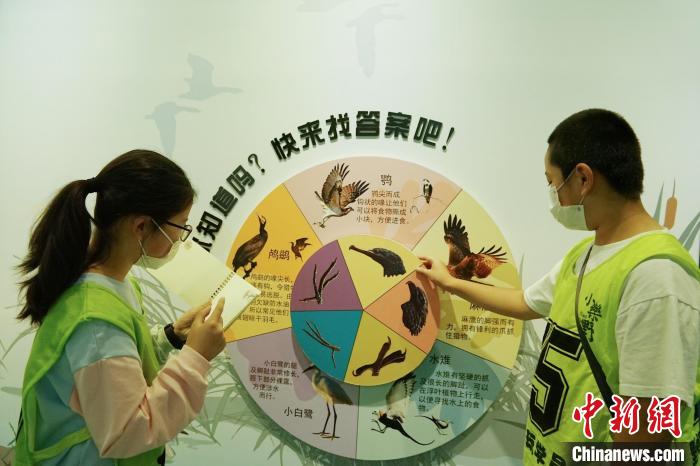 圖為小朋友在青海西寧湟水國家濕地公園科普館內(nèi)參觀學(xué)習(xí)?！●R銘言 攝
