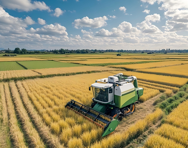 河南省信陽市羅山縣水稻種植戶抓住有利天氣搶收水稻。黃錢錢攝