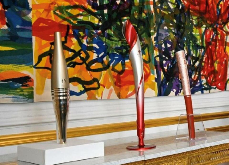 中法元首互贈的奧運火炬。