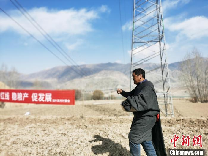 圖為藏族民眾撒種、施肥。　張?zhí)砀?攝