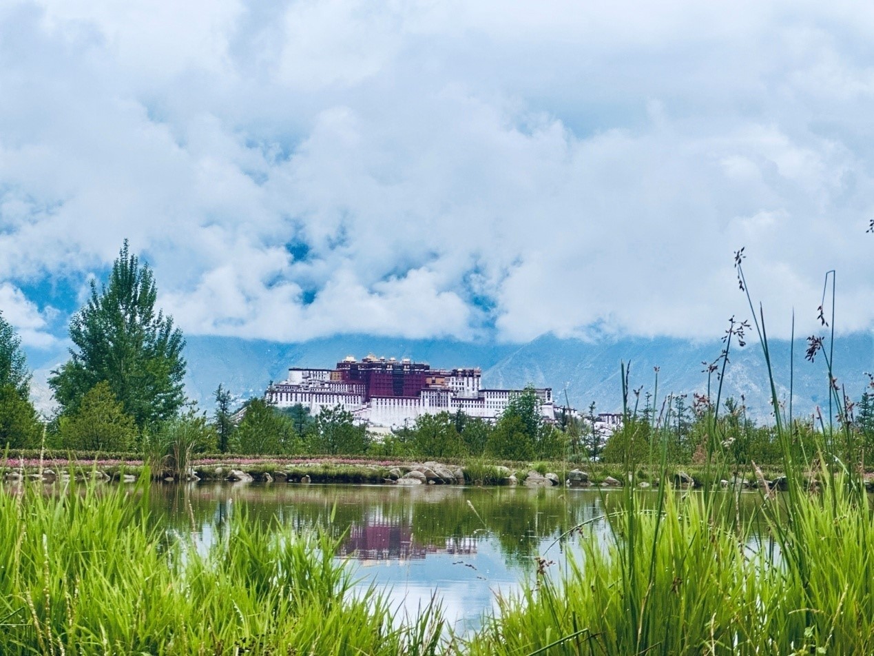 在南山公園遠眺布達拉宮。人民網(wǎng)記者 益西康珠攝